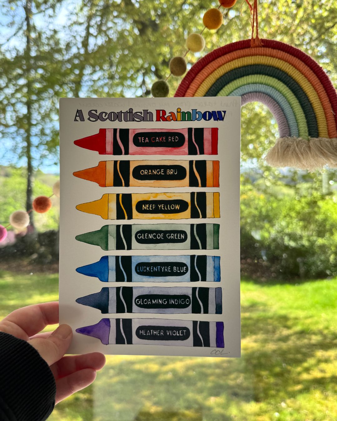 Rainbow Crayon "A Scottish Rainbow" A5 Print