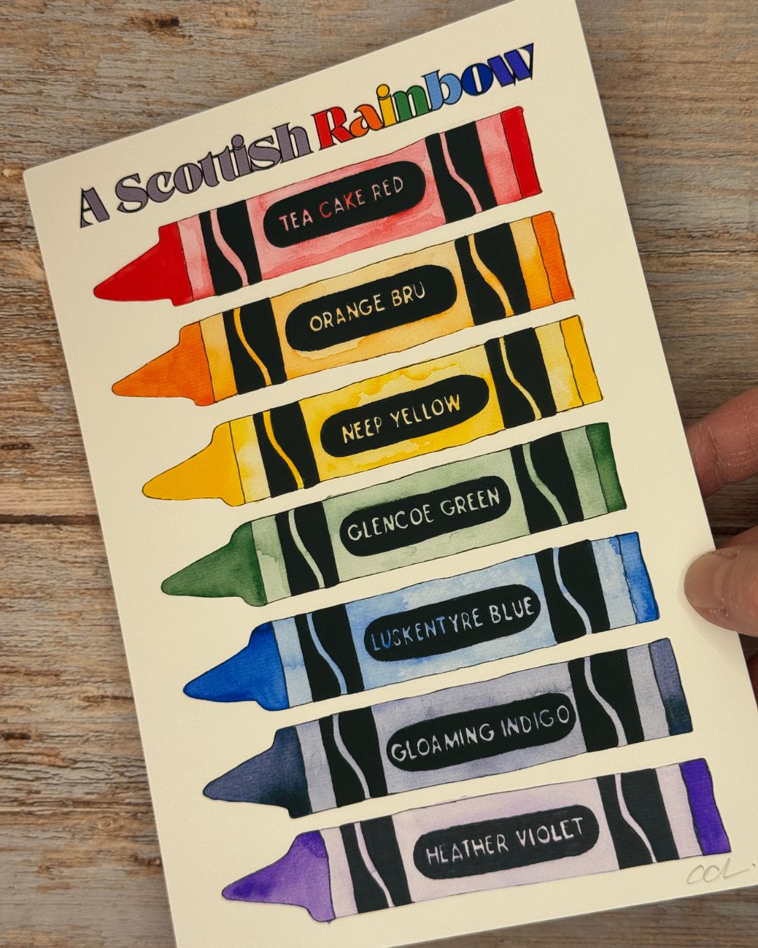 Rainbow Crayon "A Scottish Rainbow" A5 Print