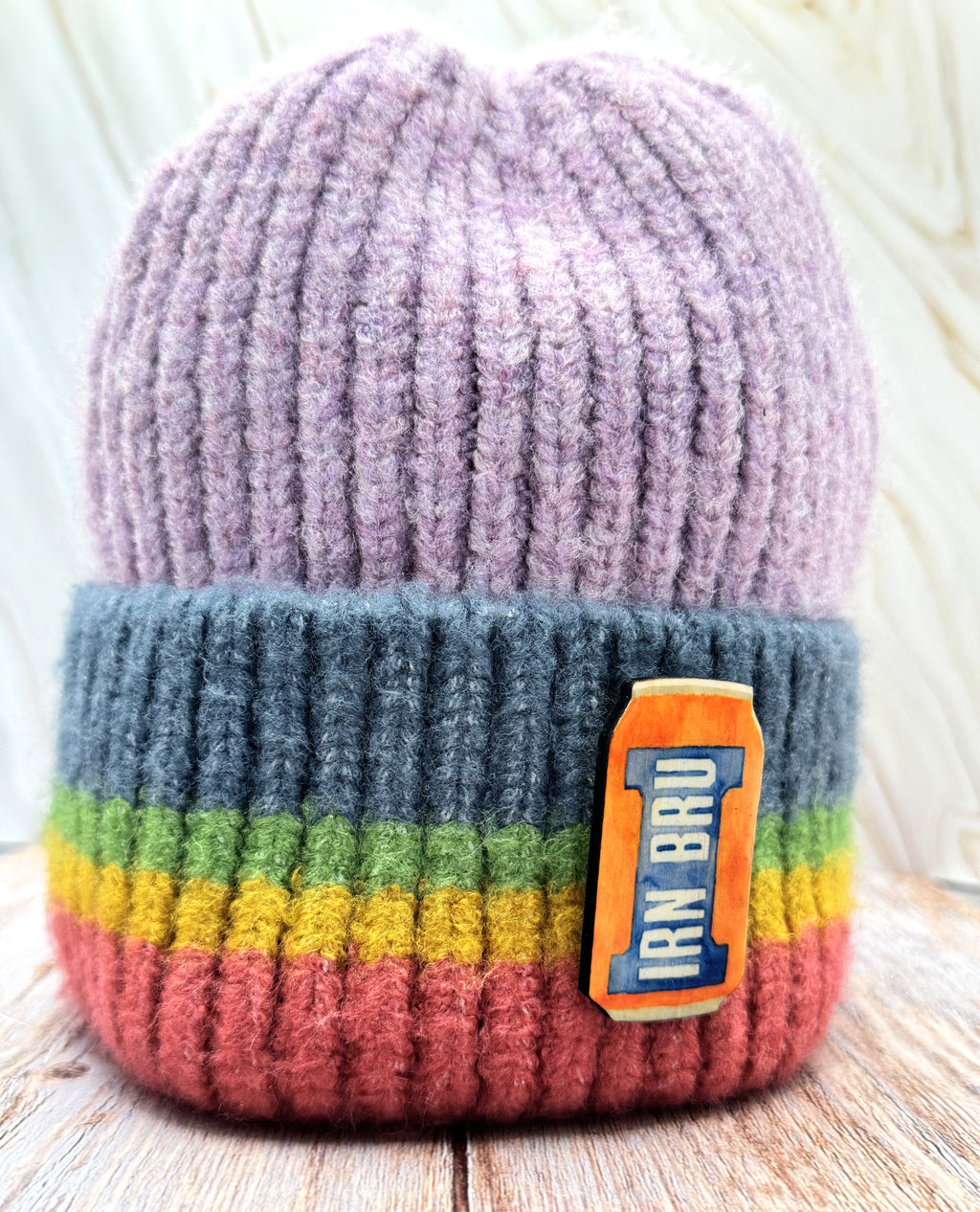 Irn Bru Wooden Pin Badge - Handmade Scottish Brooch