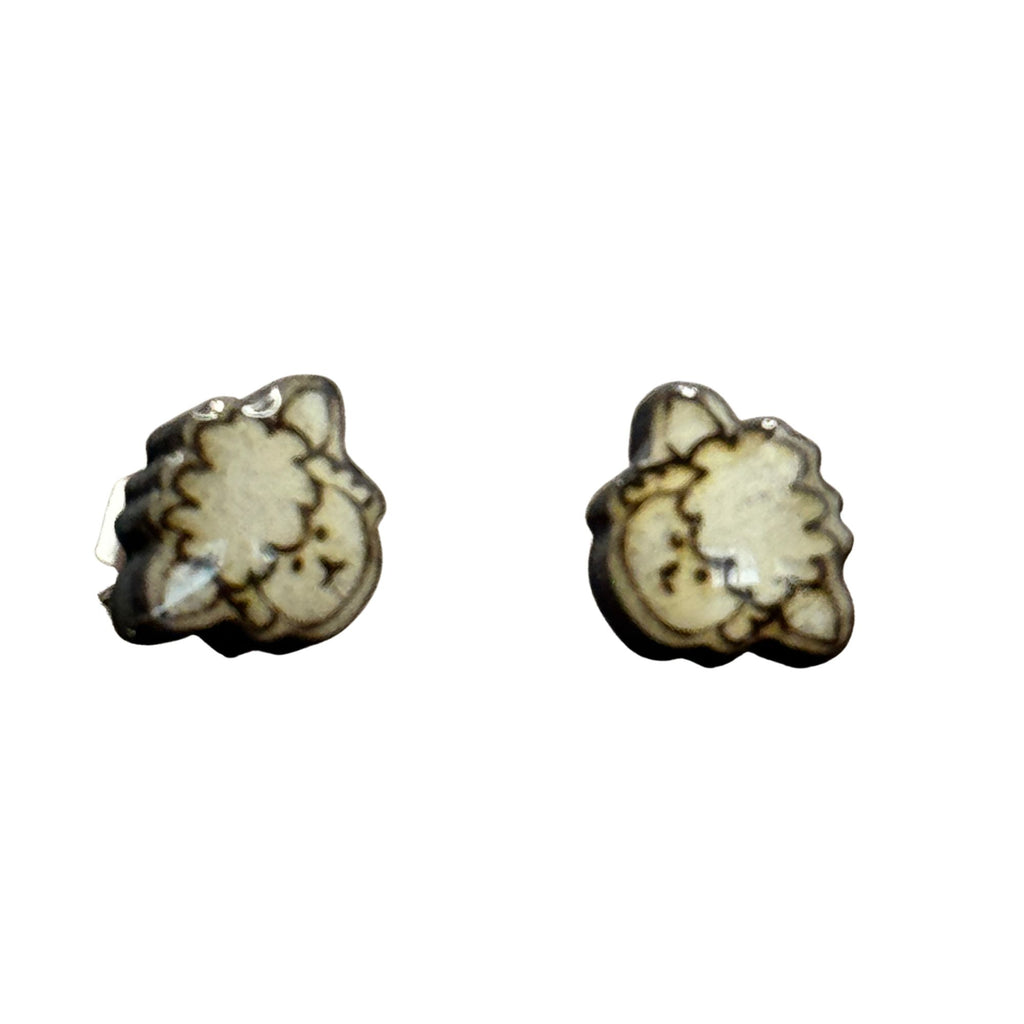 Wee Sheep Wooden Stud Earrings